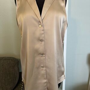 Sleek Satin champagne Button-Up Blouse